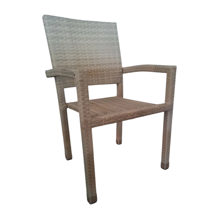 Caroline Outdoor Chair — Aluminum, Wicker — 56(L) x 59(D) x 90(H) cm Beige