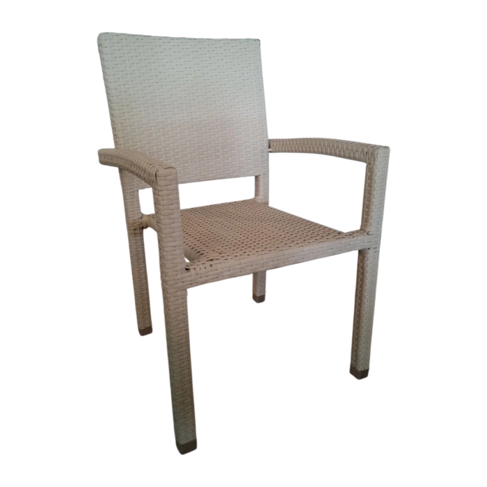 Caroline Outdoor Chair — Aluminum, Wicker — 56(L) x 59(D) x 90(H) cm White