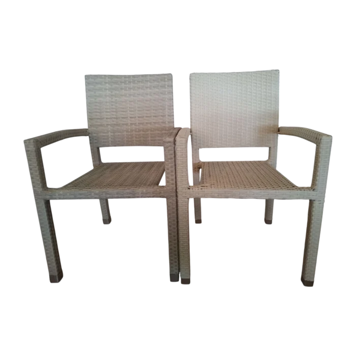 Caroline Outdoor Chair — Aluminum, Wicker — 56(L) x 59(D) x 90(H) cm White Beige