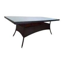 Corvo Outdoor Table — Aluminum, Glass, Wicker — 180(L) x 100(D) x 72(H) cm