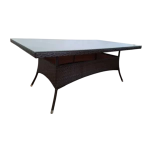 Corvo Outdoor Table — Aluminum, Glass, Wicker — 180(L) x 100(D) x 72(H) cm