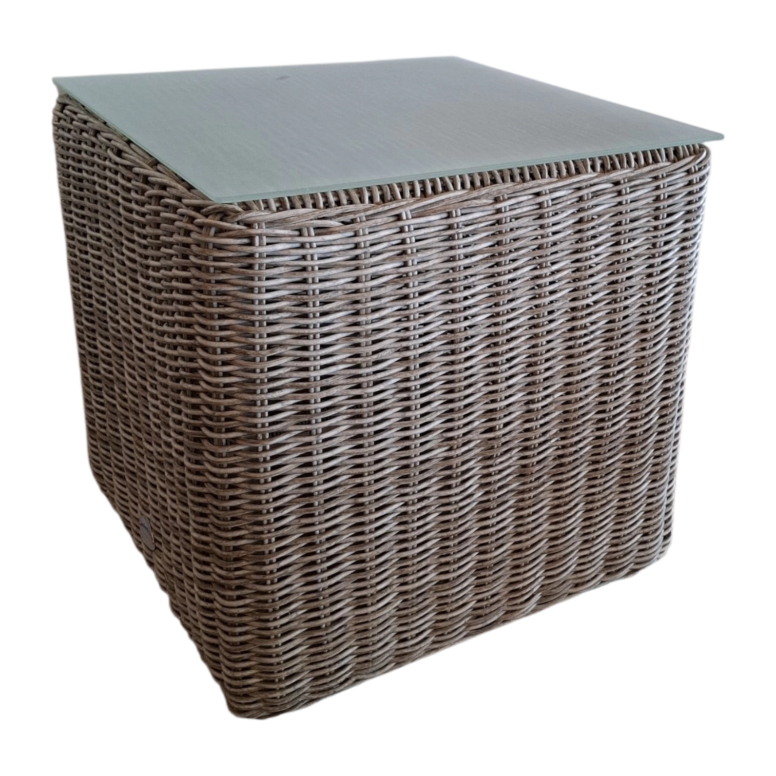 001196037022_FY-YA3738C 1 Barbados ST Side Table — Aluminum, Glass, Wicker — 50x50xH47cm