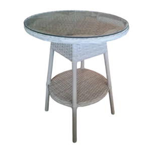 ALUMINIUM WICKER COFFEE TABLE WITH GLASS