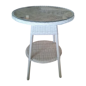 ALUMINIUM WICKER COFFEE TABLE WITH GLASS