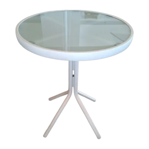 ALUMINIUM TABLE 60XH68cm With MILKY GLASS