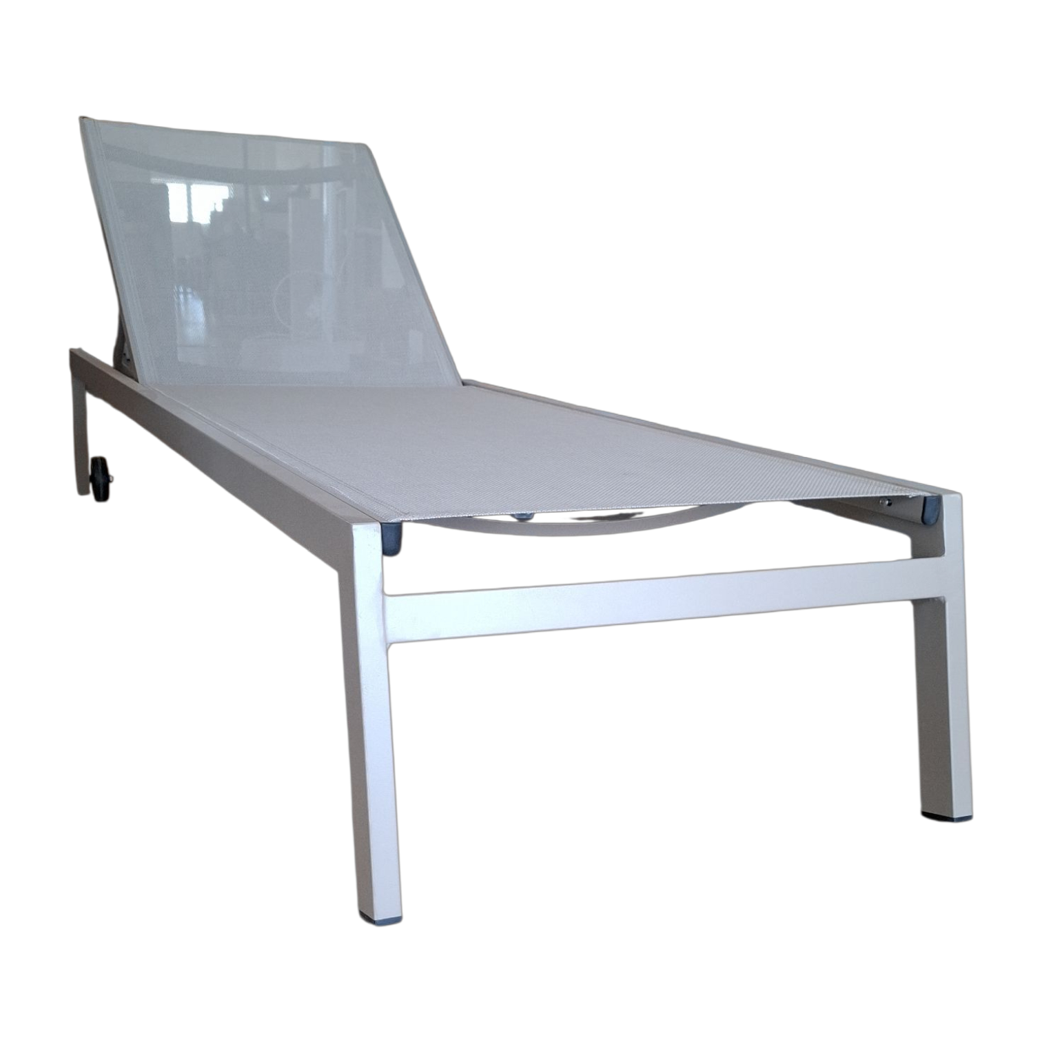 001196037058_FY-990133 1-White_Grey Sunbed— Aluminum, Polyester — 195(L) x 65(D) x 34(H) cm White - Grey
