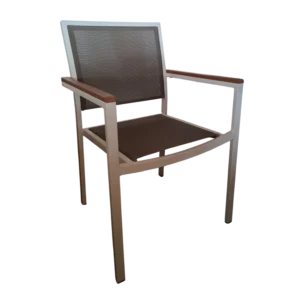 ALUMINUM TEXTLINE CHAIR WITH PLASTIC WOOD ARM 57x60xH85 (SH45) cm