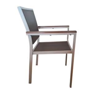 ALUMINUM TEXTLINE CHAIR WITH PLASTIC WOOD ARM 57x60xH85 (SH45) cm