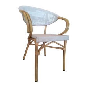 ALUMINIUM TEXTLINE CHAIR BAMBOO LOOK 58X55X81H