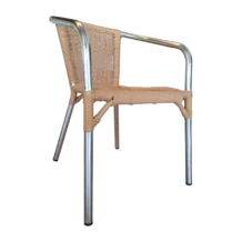 Riviera OutDoor ArmChair — Aluminum, Rattan, Wicker - Natural/sILVER-D60xW55xH79cm