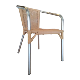 Riviera OutDoor ArmChair — Aluminum, Rattan, Wicker - Natural/sILVER-D60xW55xH79cm