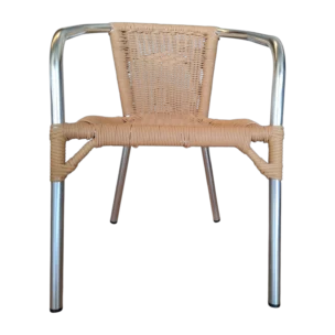 Riviera OutDoor ArmChair — Aluminum, Rattan, Wicker - Natural/sILVER-D60xW55xH79cm