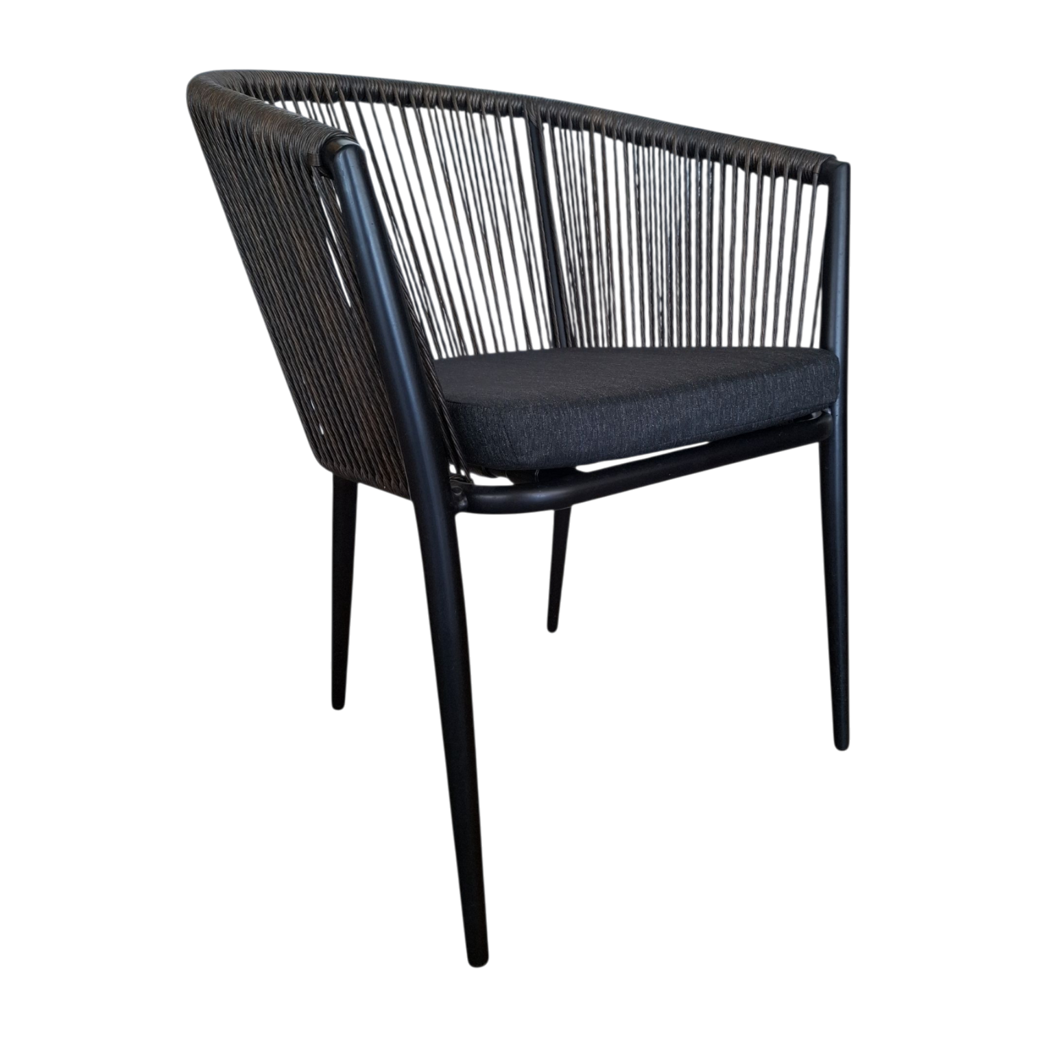 001268037055_EA-E7083C 1-Matt Black Kiel Chair — Aluminum, Wicker — Black - 58*63*80cm