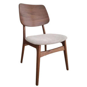 Dining CHAIR W53xD59.5xH83.5cm Wood Walnut Stracture Beige Seat Fabric