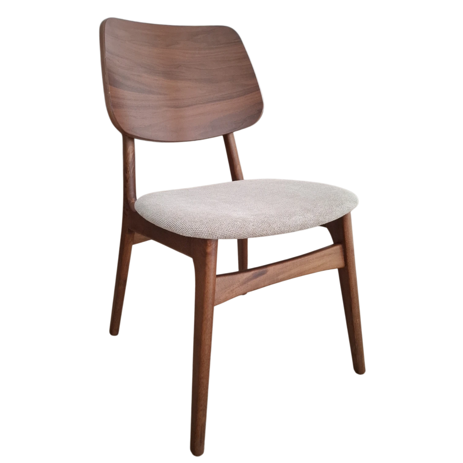 012034039051_TMH-495_Walnut_Beige (3) Dining CHAIR W53xD59.5xH83.5cm Wood Walnut Stracture Beige Seat Fabric