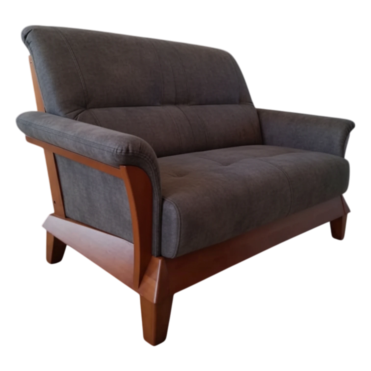 012209041029_YG-509-2_TROSA 2 Seate Sofa– TROSA M 2 – Front View – Brown - Dark Oak- Fabric – 152 x 98 x 99 cm