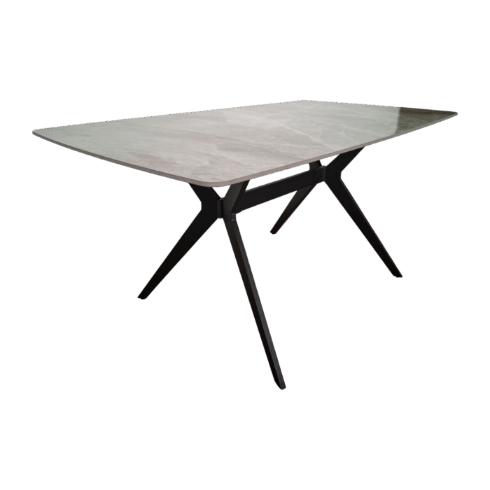 Hanko 160 Dining Table — Marble, Metal — Black, Cream—160/180x90x75cm