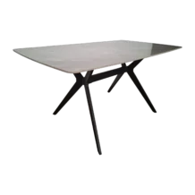 Hanko 160 Dining Table — Marble, Metal — Black, Grey —160/180x90x75cm