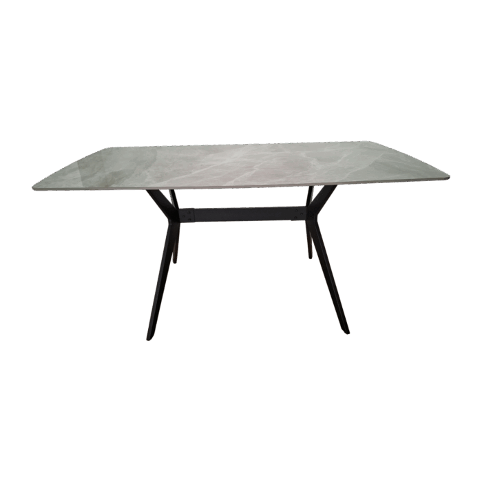 Hanko 160 Dining Table — Marble, Metal — Black, Cream—160/180x90x75cm