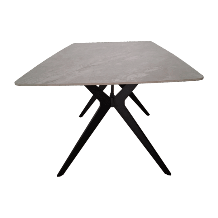 Hanko 160 Dining Table — Marble, Metal — Black, Grey —160/180x90x75cm