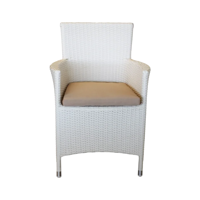 Alice 2 Armchair — Aluminum, Wicker - White - L57xD58xH85cm
