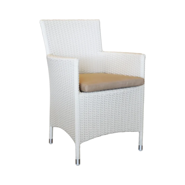 Alice 2 Armchair — Aluminum, Wicker - White - L57xD58xH85cm