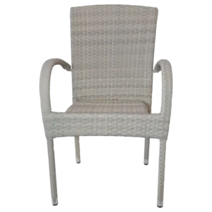 OUTDOOR ALUMINIUM WICKER CHAIR WITH ARMS BEIGE