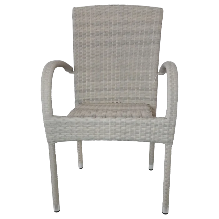OUTDOOR ALUMINIUM WICKER CHAIR WITH ARMS BEIGE