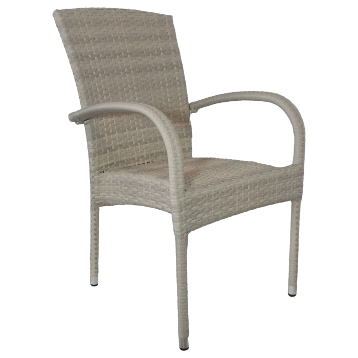OUTDOOR ALUMINIUM WICKER CHAIR WITH ARMS BEIGE