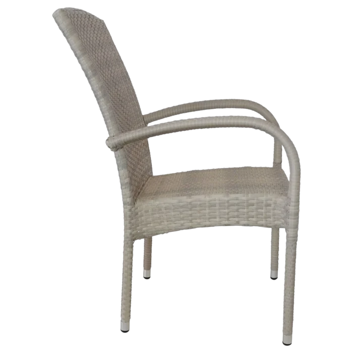 OUTDOOR ALUMINIUM WICKER CHAIR WITH ARMS BEIGE