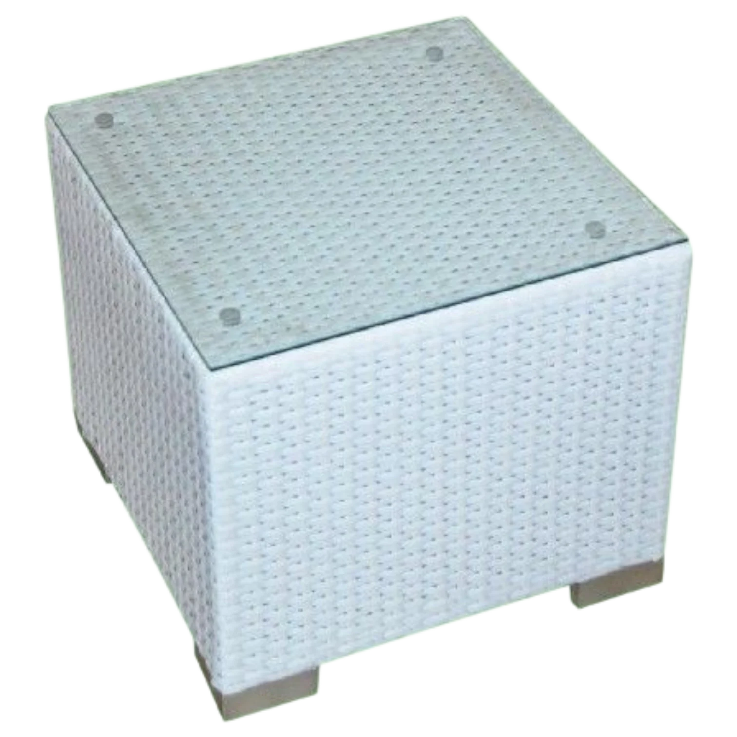 1043037077_893-LANAI-2 Lanai 2 Side Table — Aluminum, Glass, Wicker — 45(L) x 45(D) x 40(H) cm