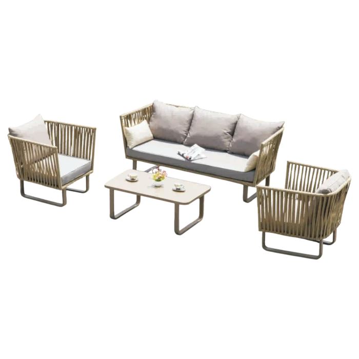 Carmona3 st Sofa — Wicker — Beige— W198xD82xH81/29cm