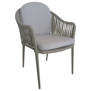 Daloa Dining Armchair — Aluminum and wave - Light Grey