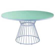 Palma 120 Dining Table — Aluminum, Glass — White — Ø120 x 74(H) cm