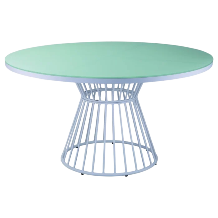 Palma 120 Dining Table — Aluminum, Glass — White — Ø120 x 74(H) cm