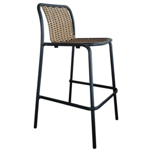 Onoto OutDoor BarStool— Aluminum, Rattan, Wicker - Natural/Black