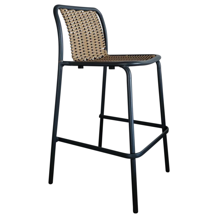 Onoto OutDoor BarStool— Aluminum, Rattan, Wicker - Natural/Black