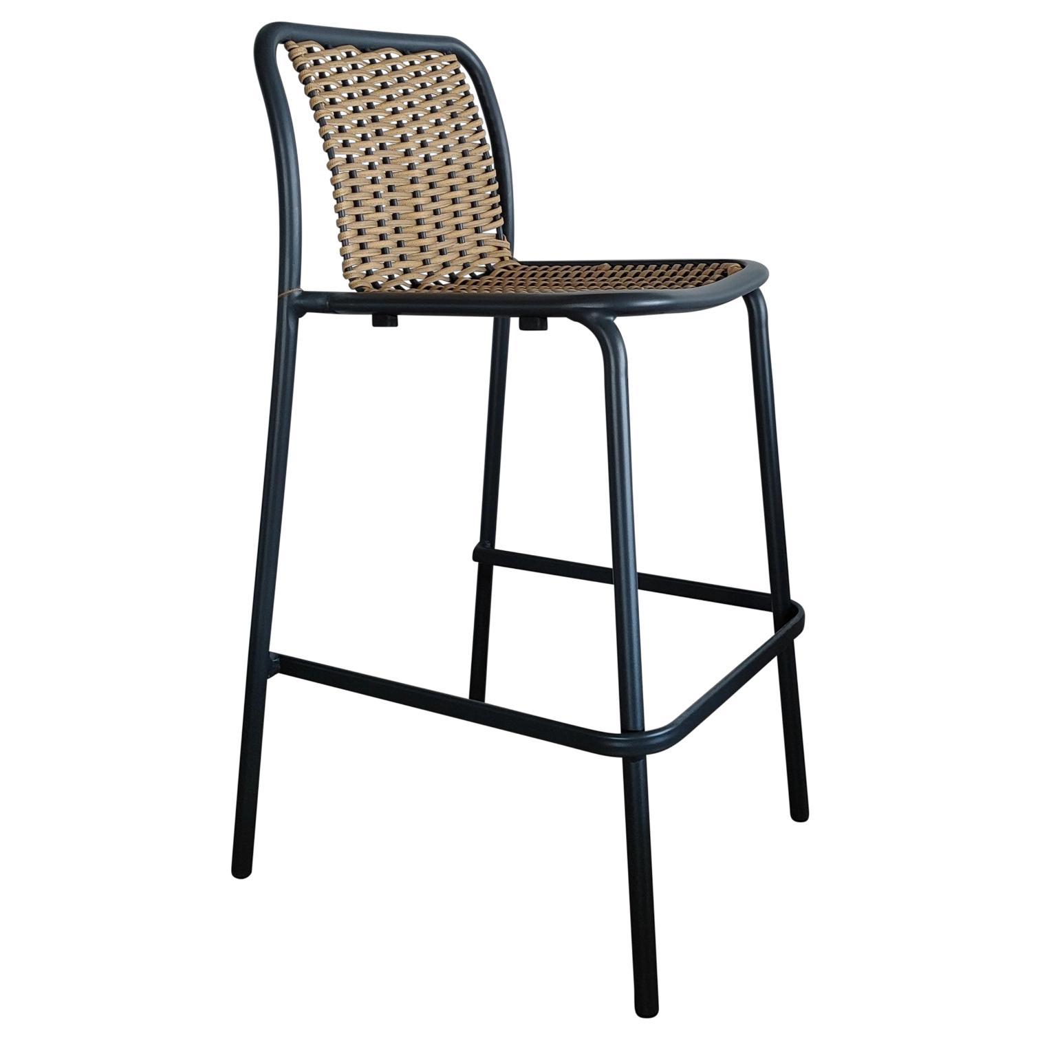 1043037130_1713527285802 Onoto OutDoor BarStool— Aluminum, Rattan, Wicker - Natural/Black