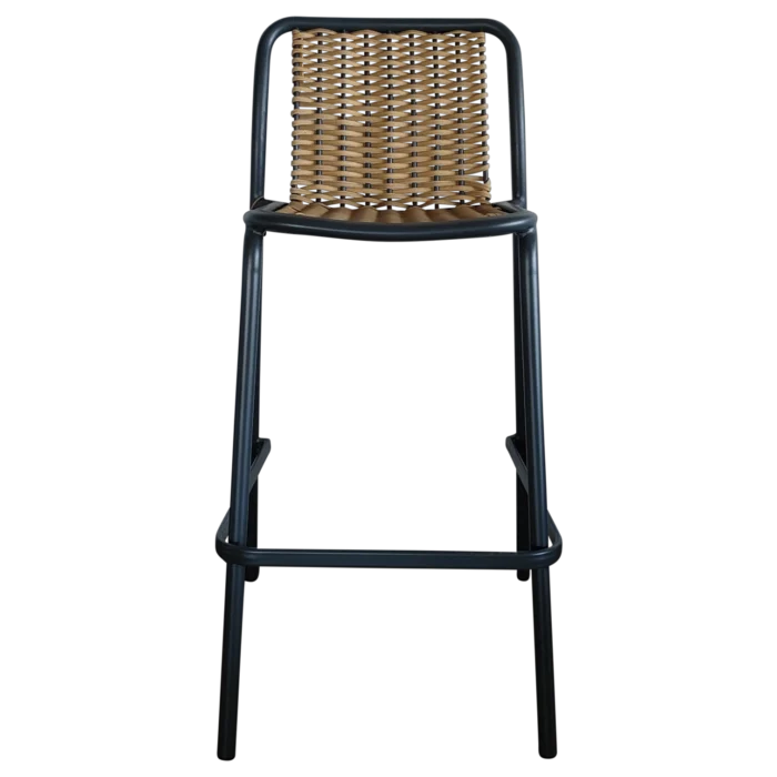 Onoto OutDoor BarStool— Aluminum, Rattan, Wicker - Natural/Black