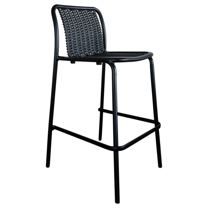 Onoto OutDoor BarStool— Aluminum, Rattan, Wicker - Black