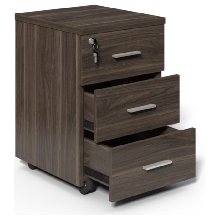 Brixton Pedestal Cabinet — Walnut Melamine — 40(W) x 48(D) x 60(H) cm