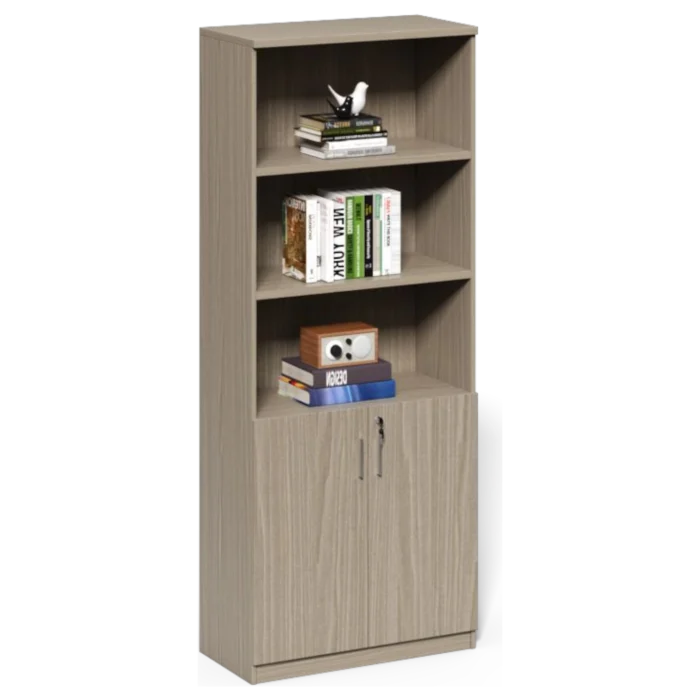 Brixton Bookcase — Grey Oak Melamine — 80(W) x 40(D) x 180(H) cm