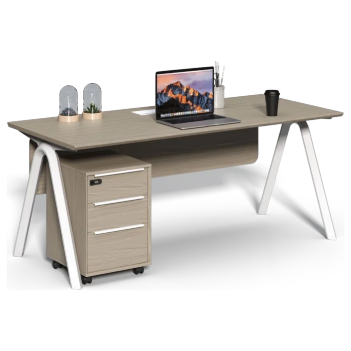 Office Desk - Brixton PD 160 — Melamine Grey Oak — 160(W) x 80(D) x 75(H) cm