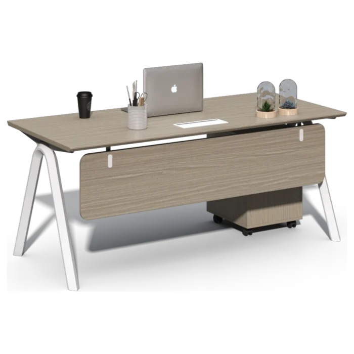 Office Desk - Brixton PD 160 — Melamine Grey Oak— 160(W) x 80(D) x 75(H) cm