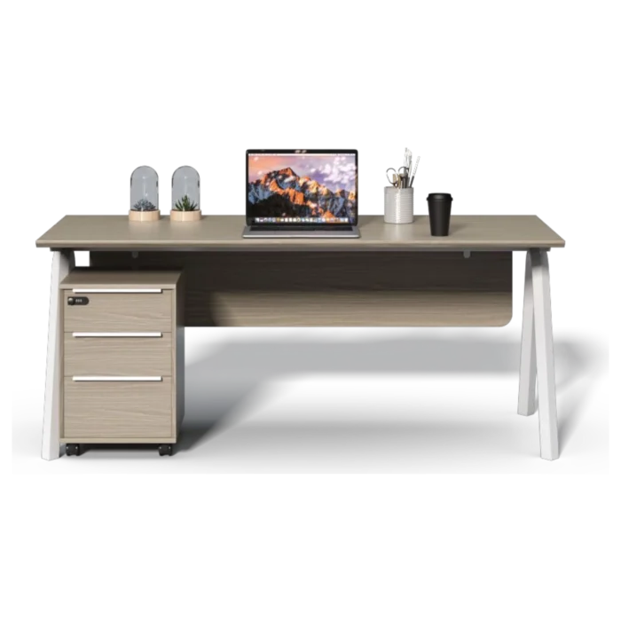 Office Desk - Brixton PD 160 — Melamine Grey Oak— 160(W) x 80(D) x 75(H) cm