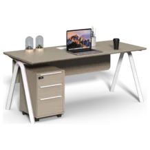 Office Desk - Brixton PD 180 — Melamine Grey Oak — 180(W) x 80(D) x 75(H) cm