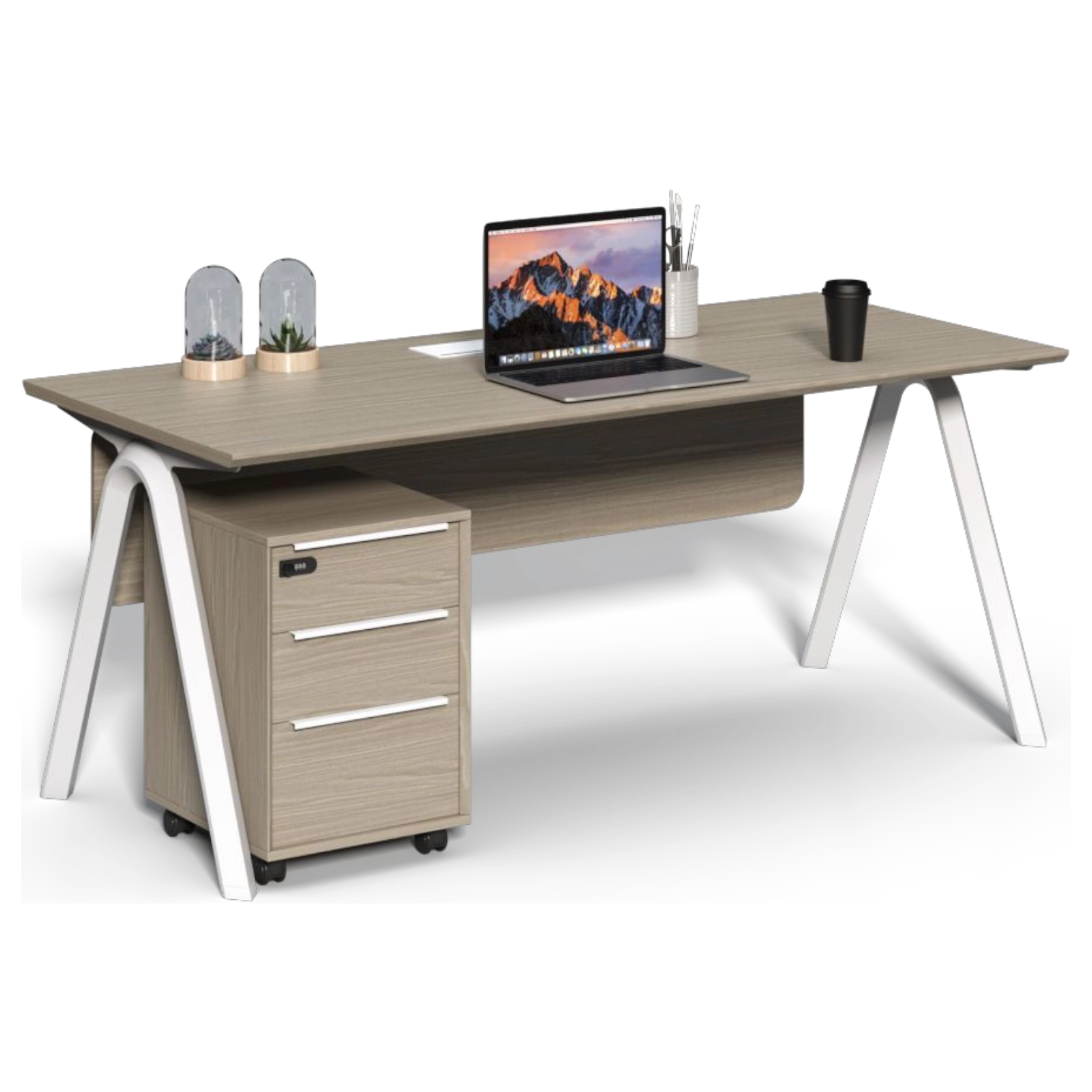 11335033012_CF-AR1808-1-1 Office Desk - Brixton PD 180 — Melamine Grey Oak — 180(W) x 80(D) x 75(H) cm