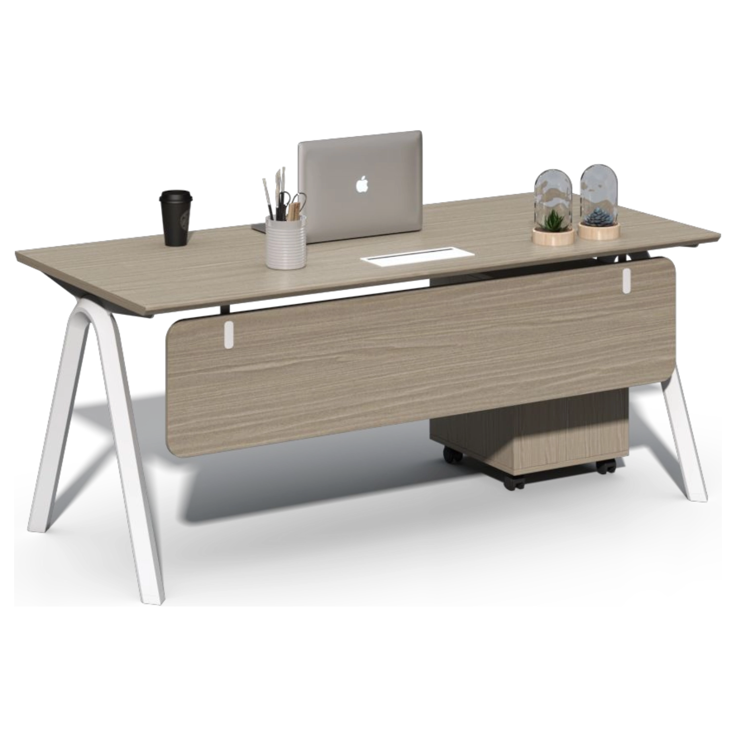 11335033012_CF-AR1808-2 Office Desk - Brixton PD 180 — Melamine Grey Oak — 180(W) x 80(D) x 75(H) cm