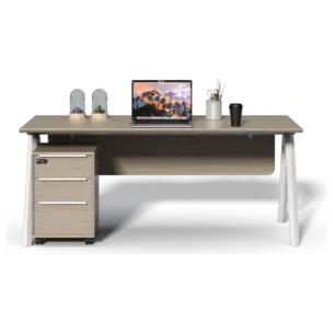 Office Desk - Brixton PD 180 — Melamine Grey Oak — 180(W) x 80(D) x 75(H) cm