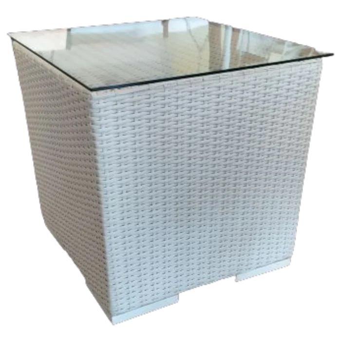 ALUMINIUM OUTDOOR WICKER SIDE TABLE 44x44xH42